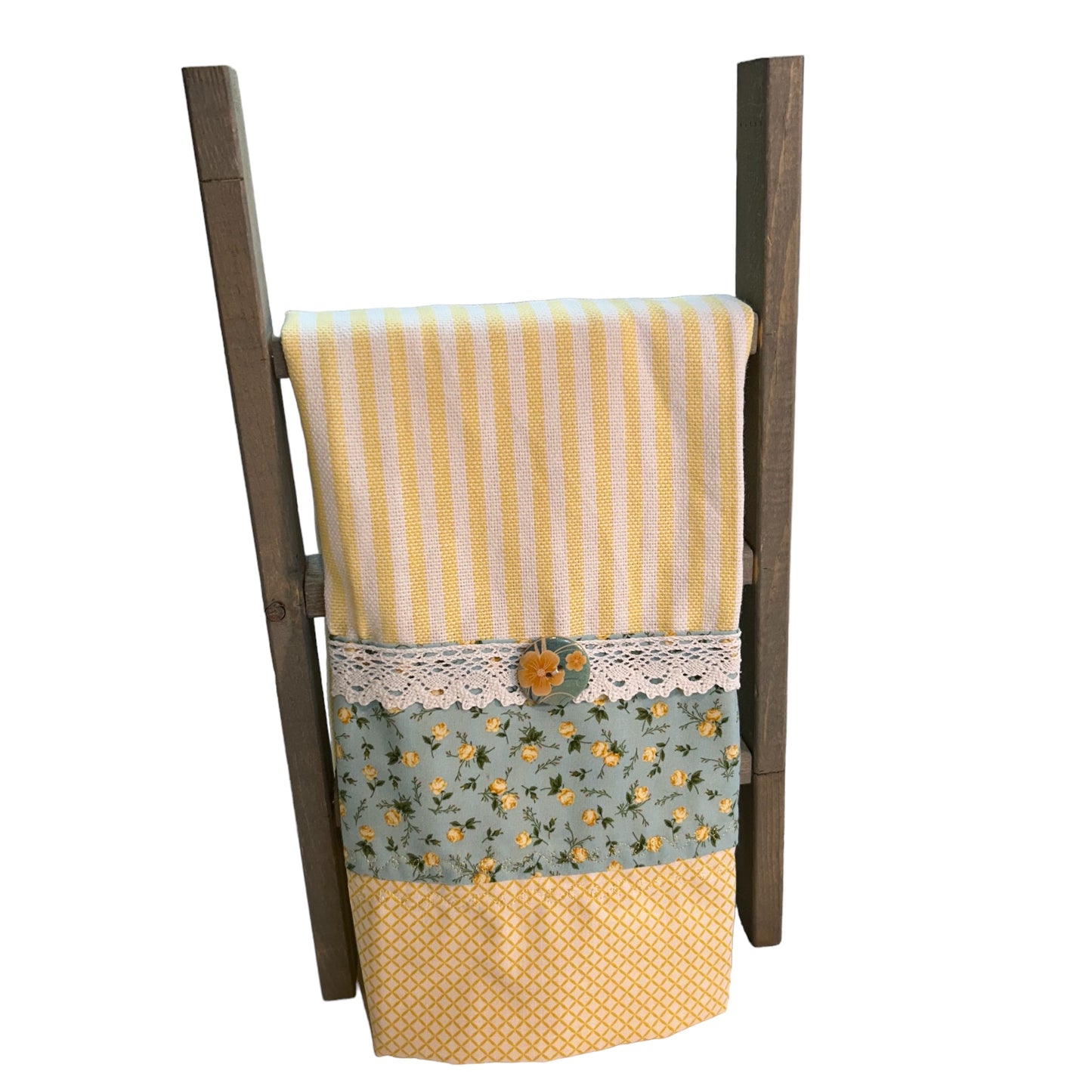 Yellow and Blue Floral Farmhouse Cotton Tea Towel