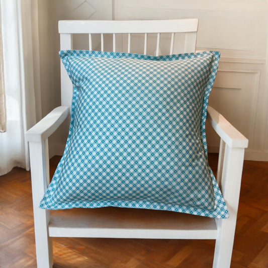 Handmade Blue Gingham Farmhouse Pillow with Super Soft Cotton and Envelope Closure