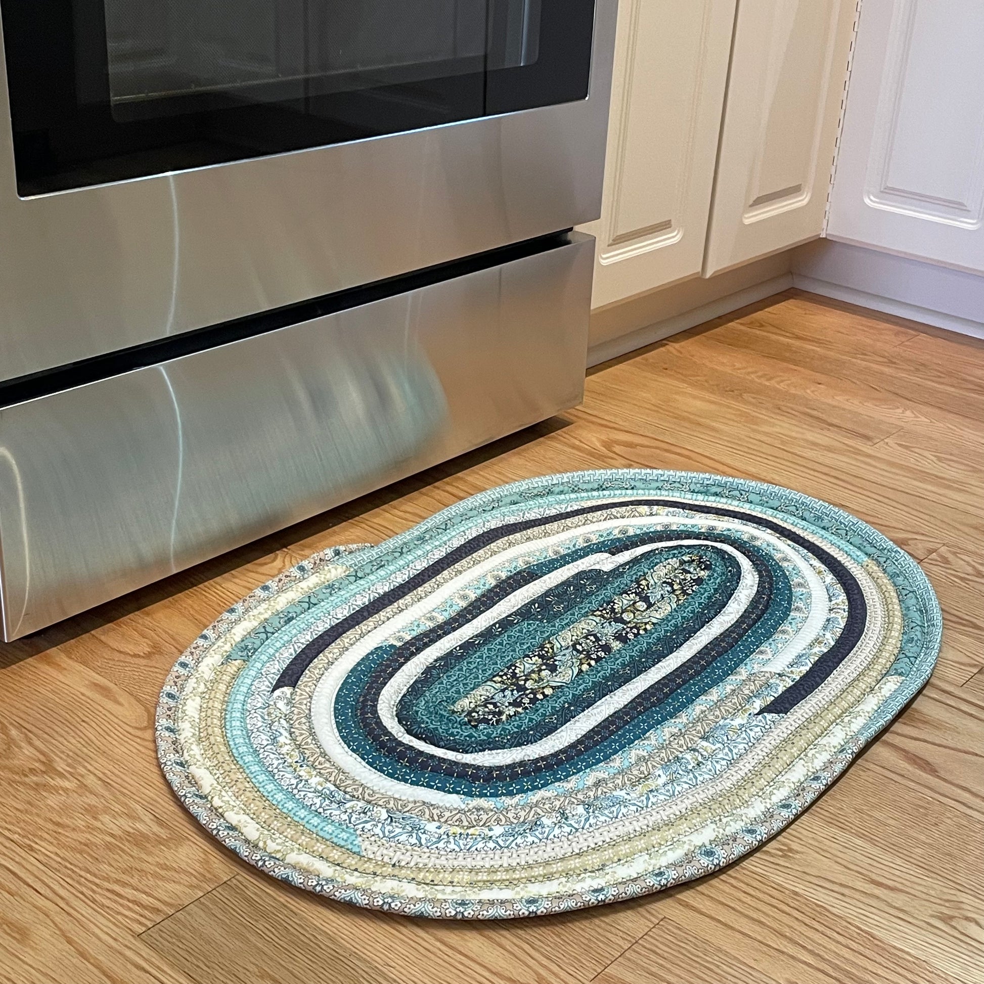 Farmhouse Kitchen Rug, Handmade Washable Kitchen Rug. Otherwise known as a Jelly Roll Rug our rugs are handmade in Canada.