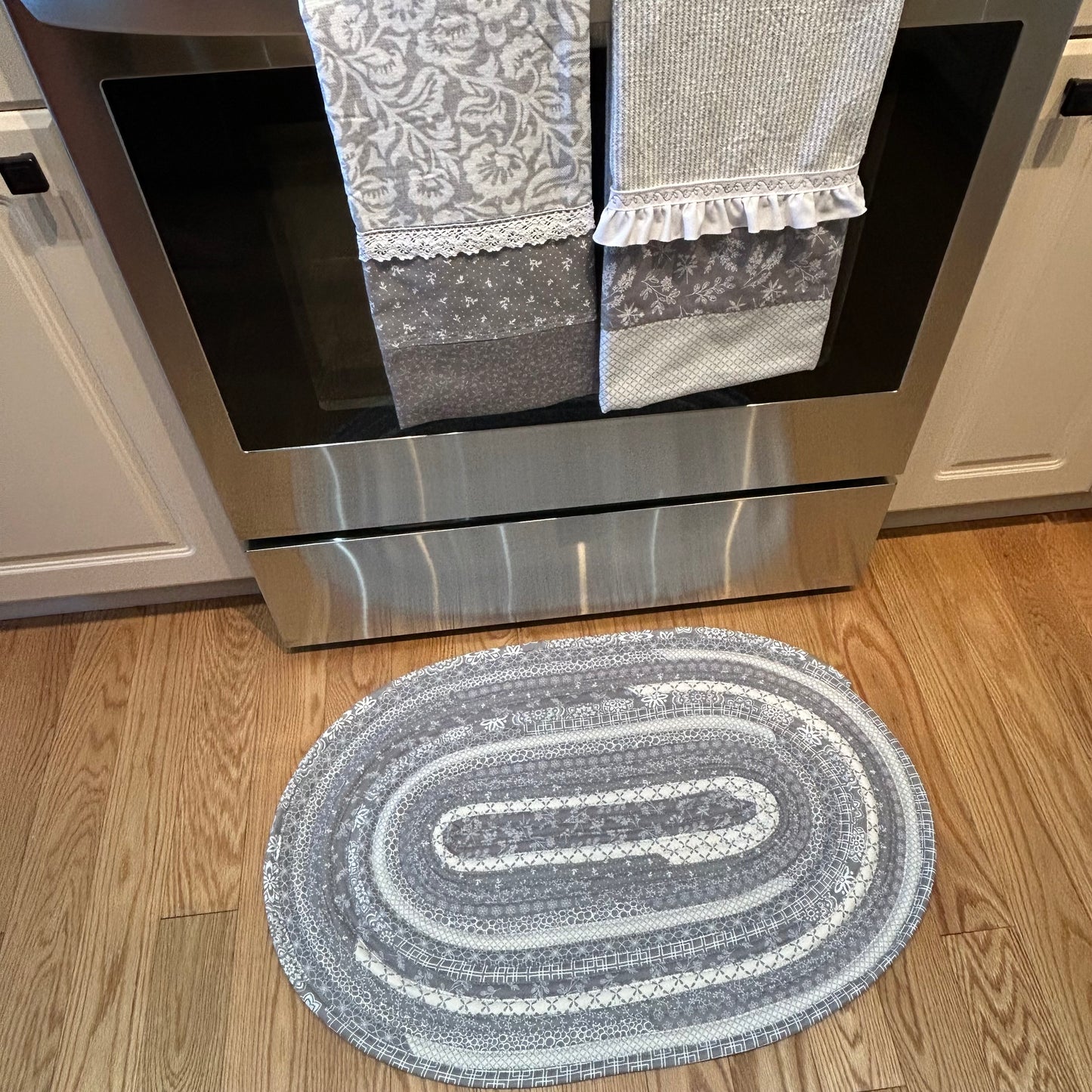 Handmade Grey and White Modern Farmhouse Accent Rug - Made in Canada