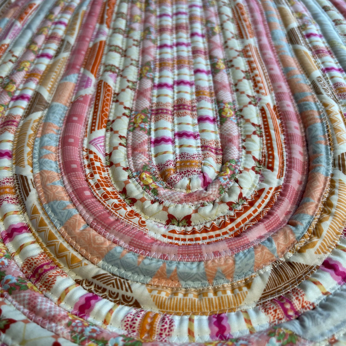 Handmade Pink and White Washable JellyRoll Rug - Kitchen Sink Rug