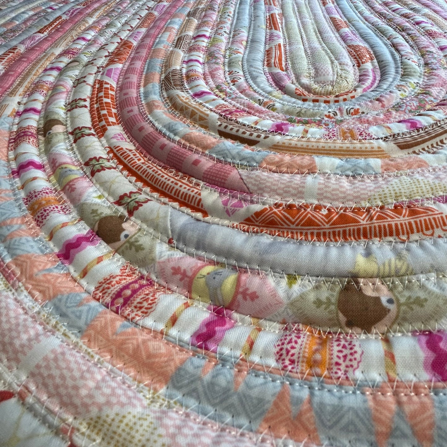 Handmade Pink and White Washable JellyRoll Rug - Kitchen Sink Rug