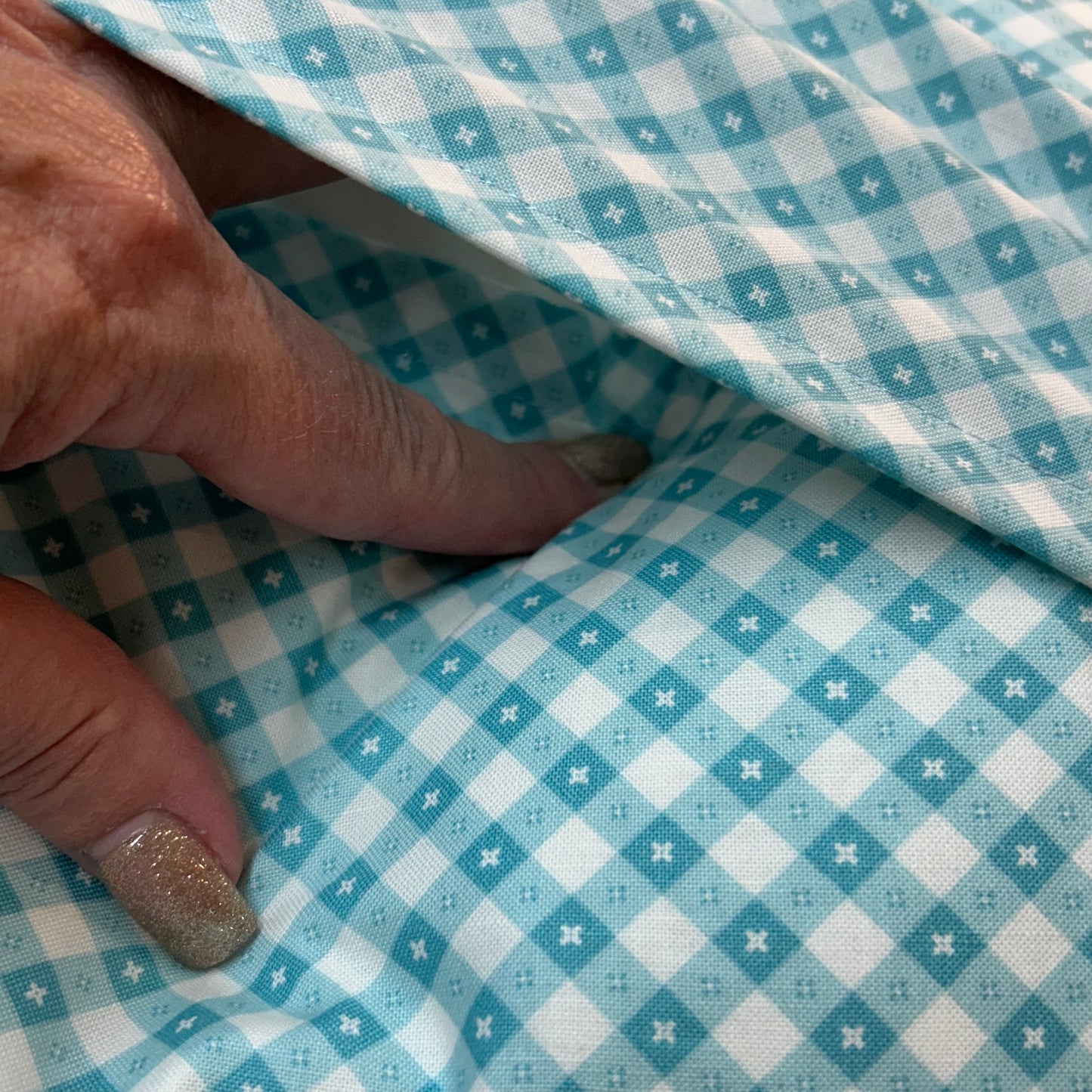 Handmade Blue Gingham Farmhouse Pillow with Super Soft Cotton and Envelope Closure