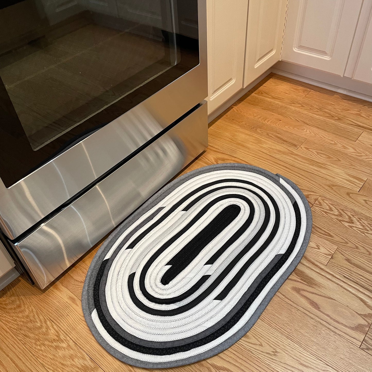 Black and White Handmade Kitchen Accent Rug