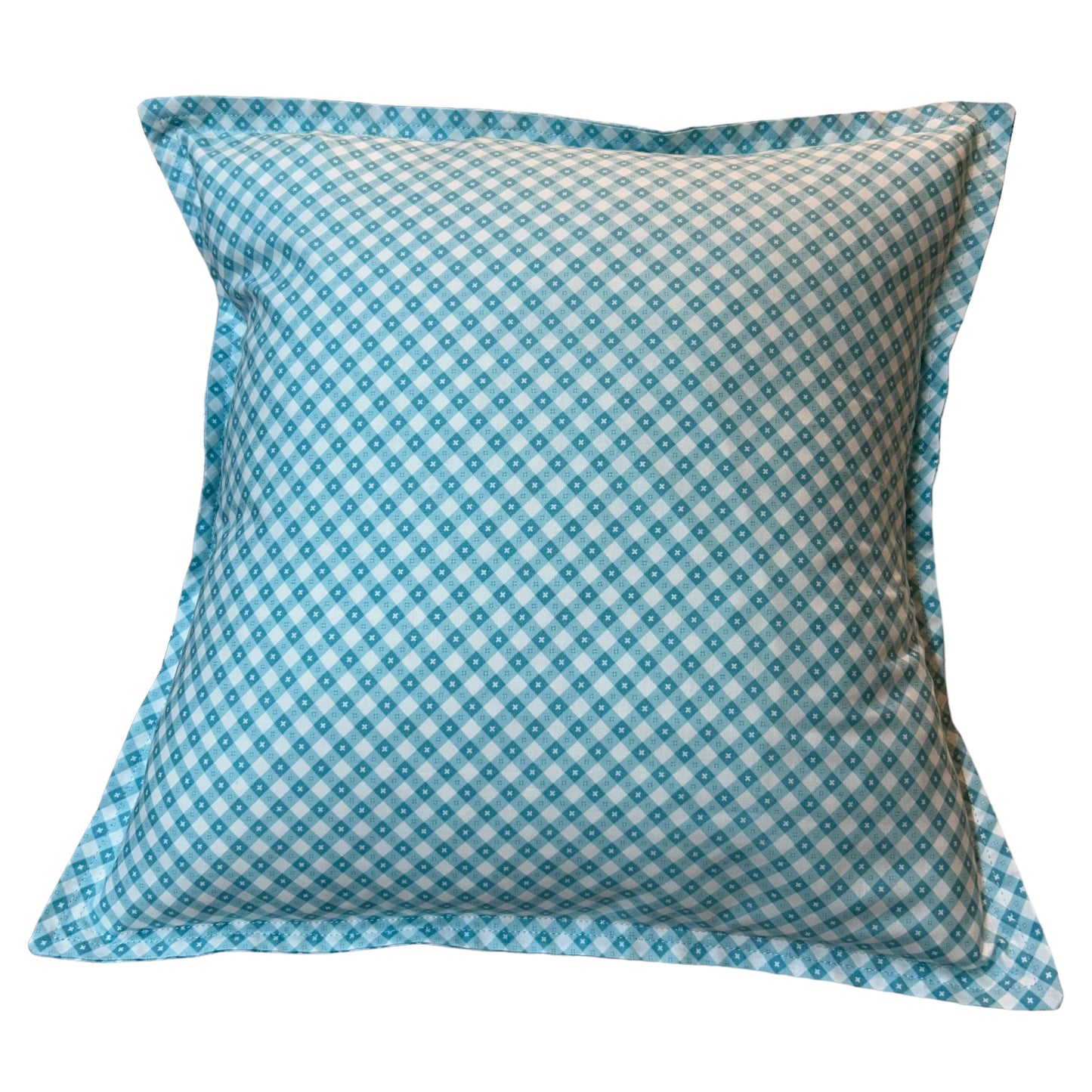 Handmade Blue Gingham Farmhouse Pillow with Super Soft Cotton and Envelope Closure