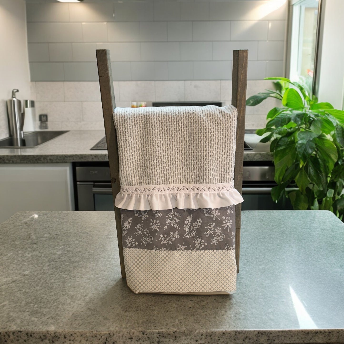 Grey and White Farmhouse Kitchen Dish Towel