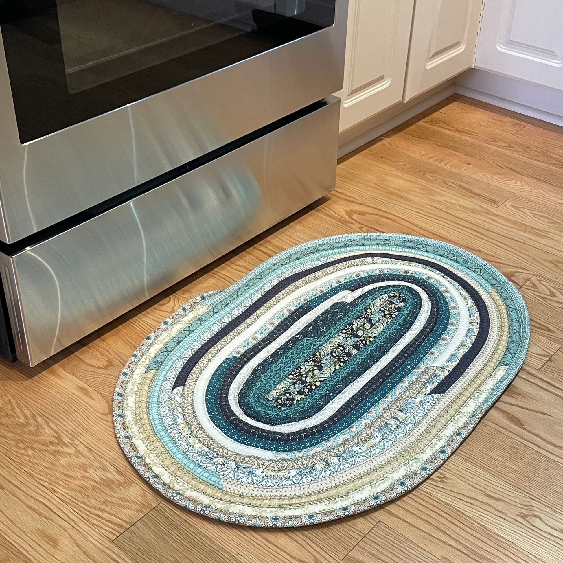 Farmhouse Kitchen Rug, Handmade Washable Kitchen Rug.  Otherwise known as a Jelly Roll Rug our rugs are handmade in Canada.  