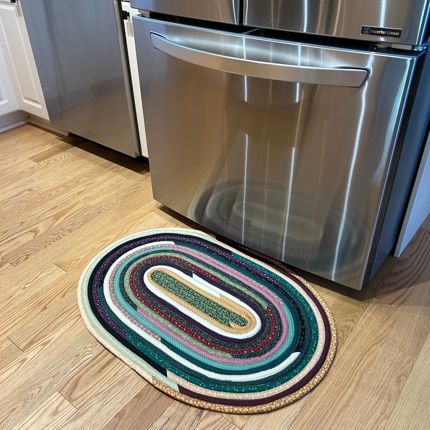 Handcrafted Modern Farmhouse JellyRoll Rug - Washable Cotton, Perfect for Kitchen or Bathroom