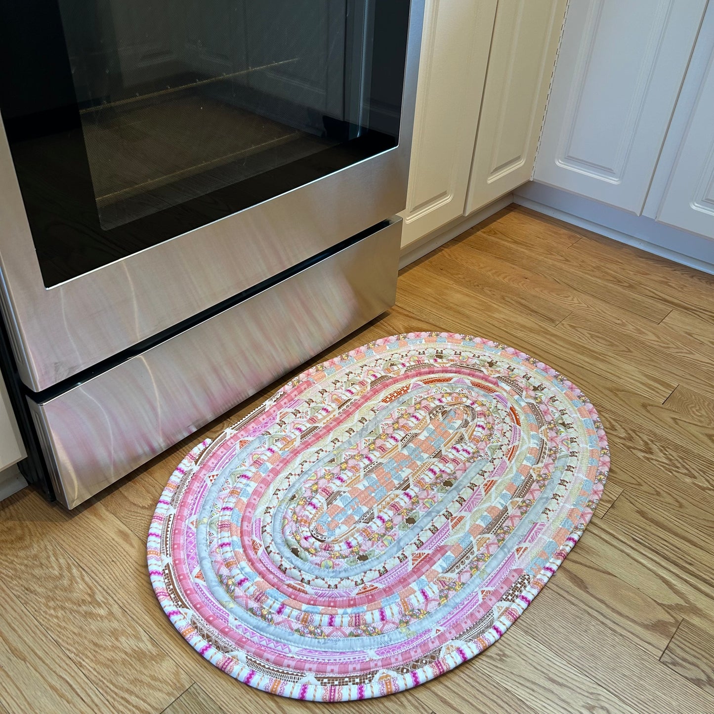 Pink JellyRoll Rug - Handmade & Washable for Kitchen or Nursery