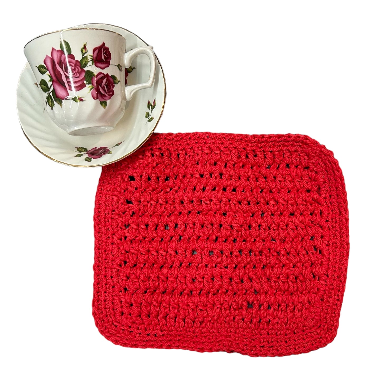 Red Cotton Dish Cloth Handmade in Canada