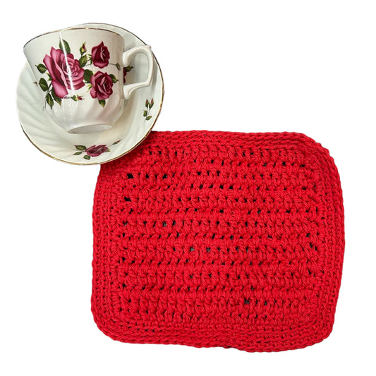 Red Cotton Dish Cloth Handmade in Canada