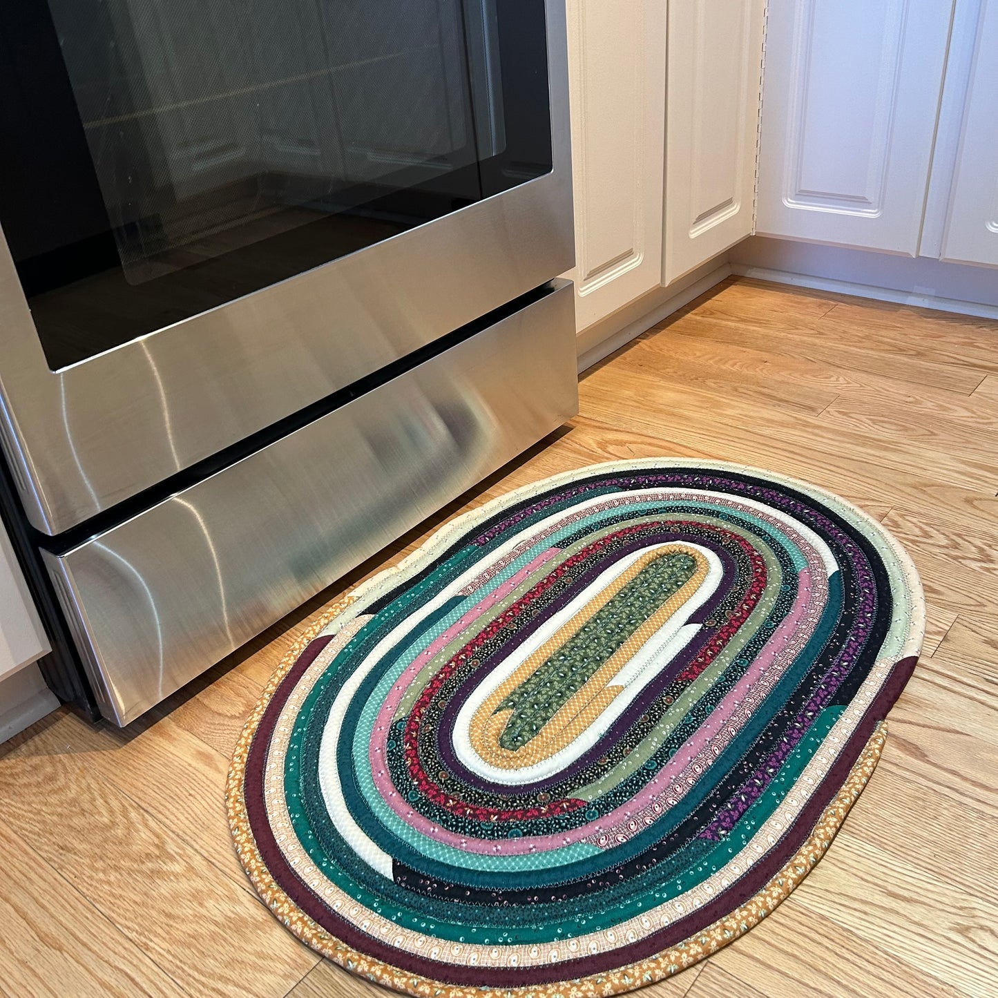 Handcrafted Modern Farmhouse JellyRoll Rug - Washable Cotton, Perfect for Kitchen or Bathroom