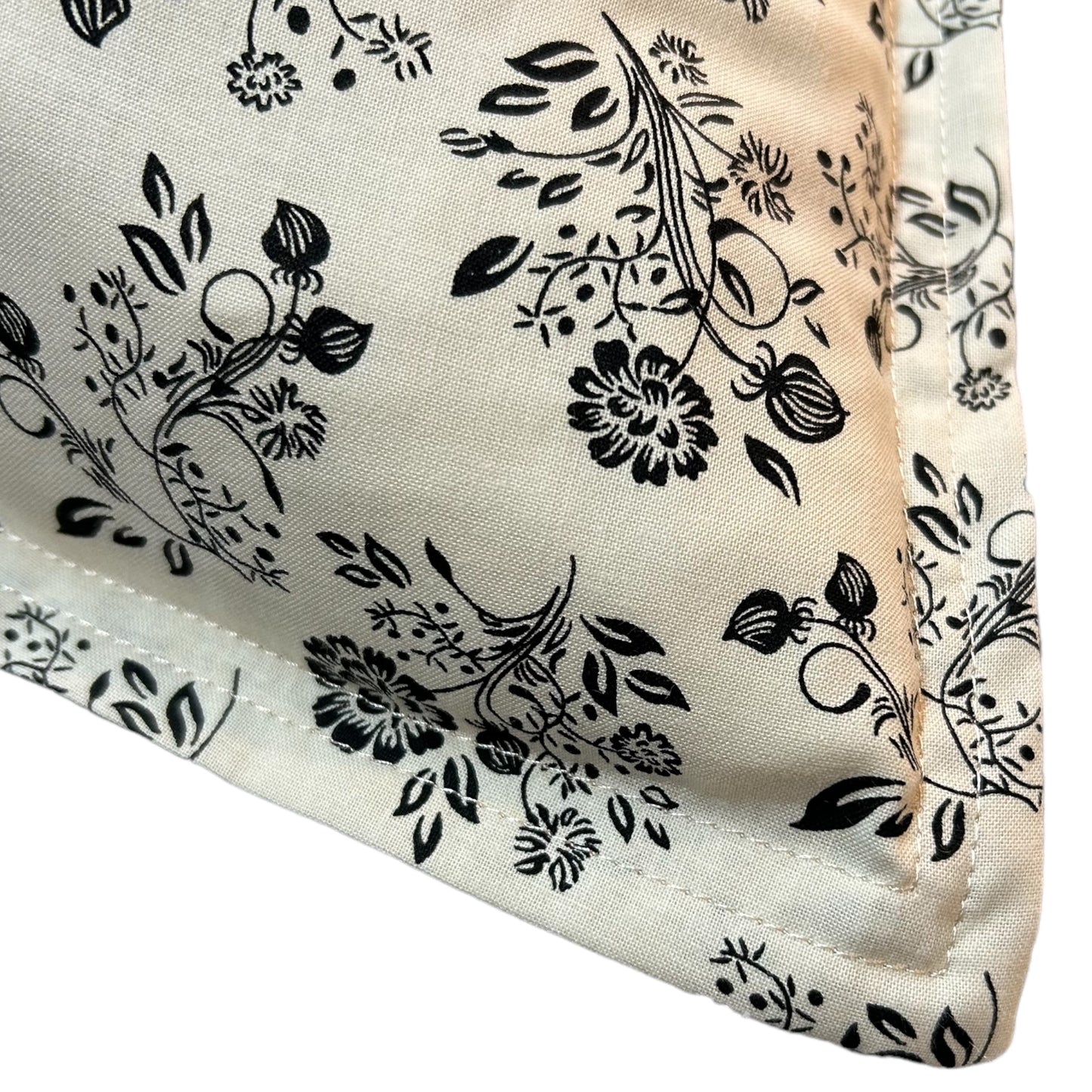 Handmade Cream & Black Vintage Floral Print Sofa Cushion