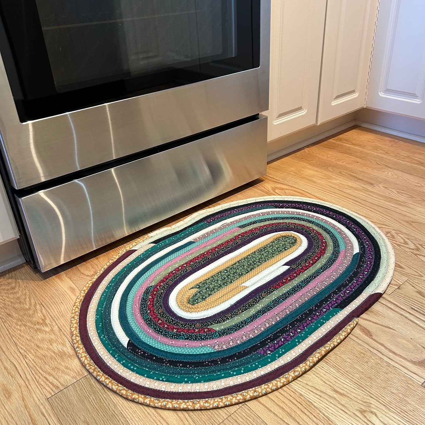 Handcrafted Modern Farmhouse JellyRoll Rug - Washable Cotton, Perfect for Kitchen or Bathroom