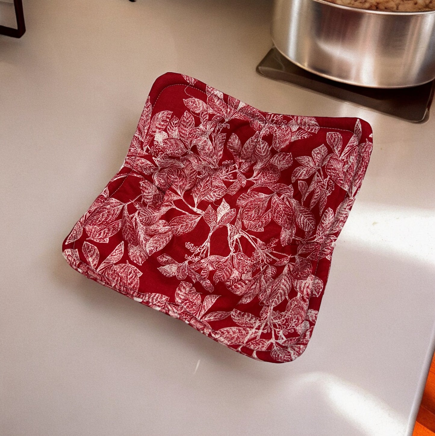 Red and White Cotton Soup Bowl Cozy