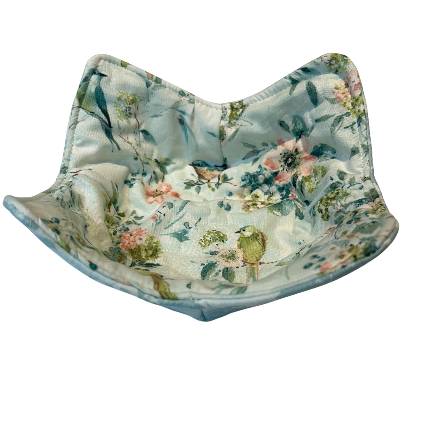 Birds and Flowers Soup Bowl Cozy | Reversible Microwave Soup Bowl Hugger