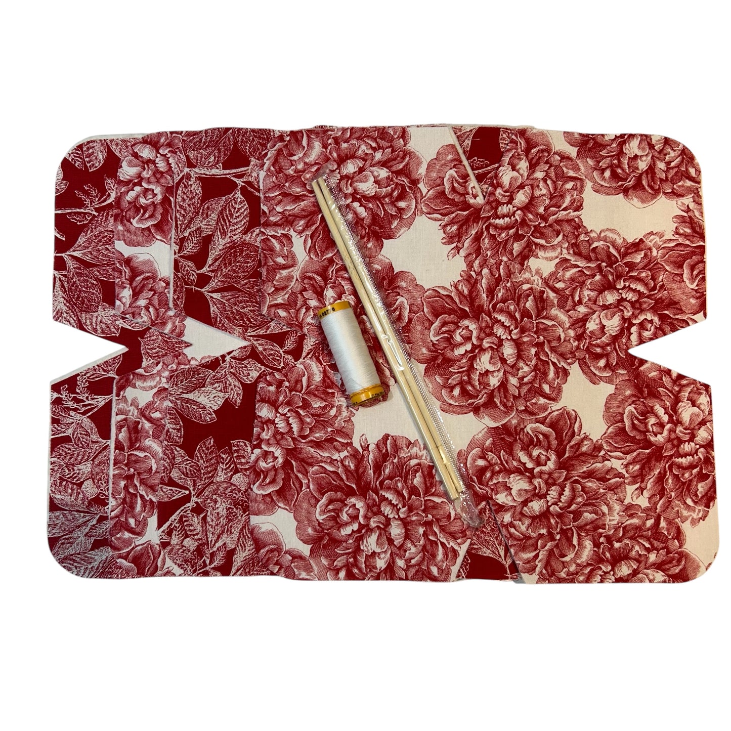 Soup Bowl Cozy Sewing Kit – Red and White Floral Edition 1