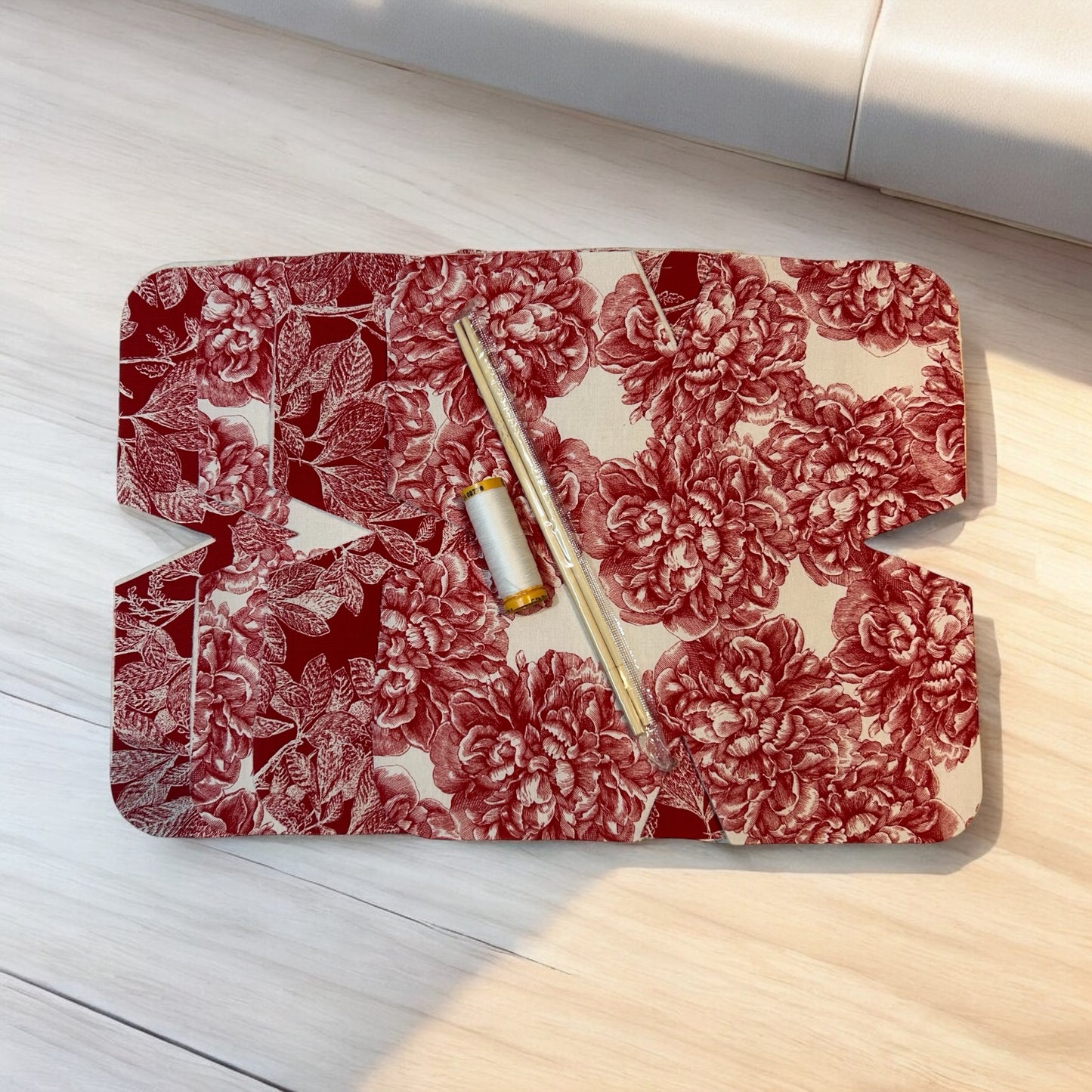 Soup Bowl Cozy Sewing Kit – Red and White Floral Edition 1