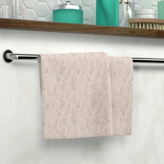 Soft Peach Floral Print Face Towel