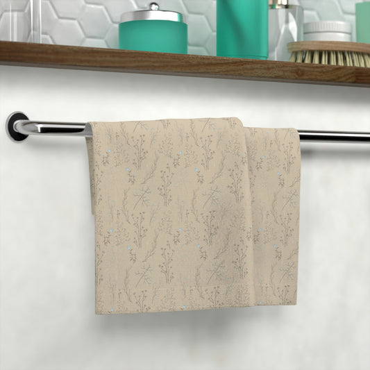 Taupe Floral Print Face Towel