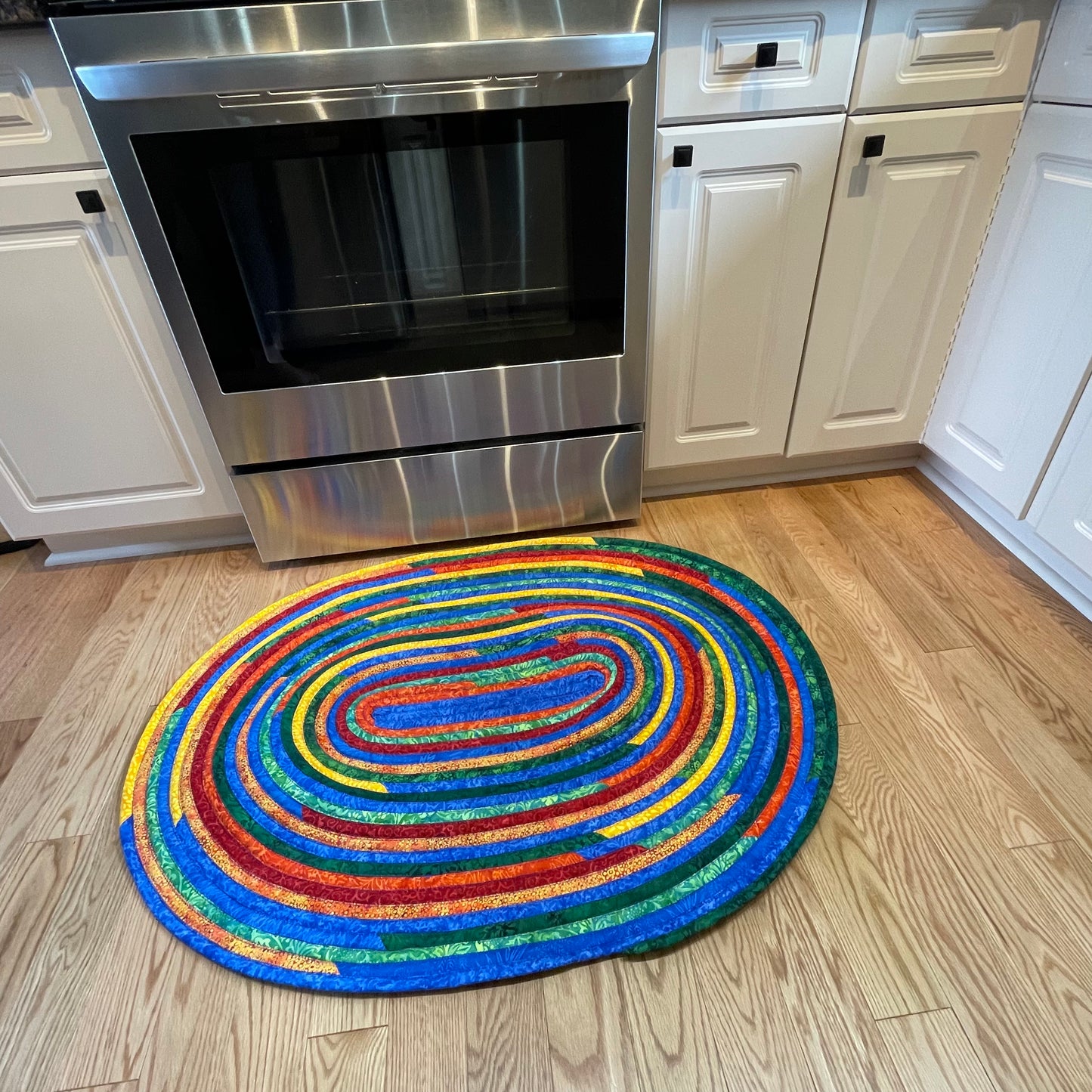 Vibrant Batik JellyRoll Rug. Handmade Washable Cotton Kitchen Accent Rug - Home Stitchery Decor