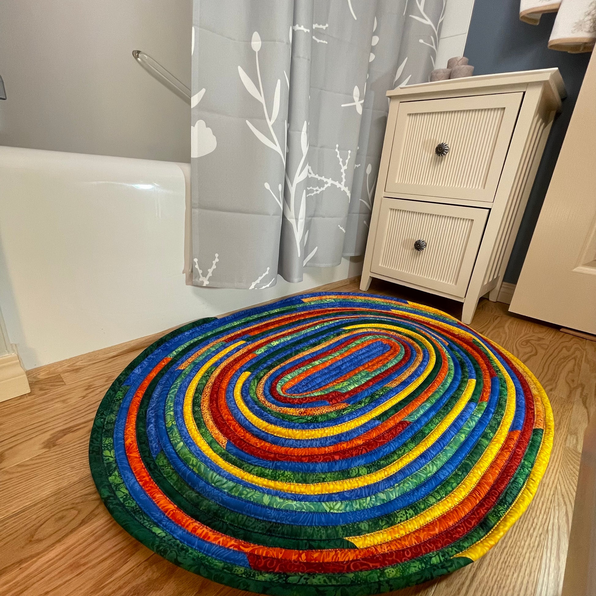 Vibrant Batik JellyRoll Rug. Handmade Washable Cotton Kitchen Accent Rug - Home Stitchery Decor